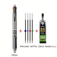 5-in-1 Multicolor Ballpoint Pen Set with Refills & Pencil Core