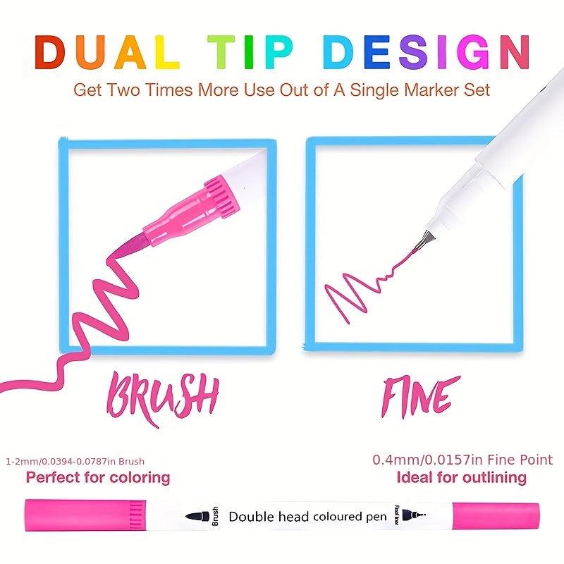 12 Double Ended Manga Art Brush Pen Set for Lettering Drawing & Graffiti Art