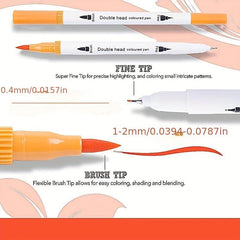 12 Double Ended Manga Art Brush Pen Set for Lettering Drawing & Graffiti Art