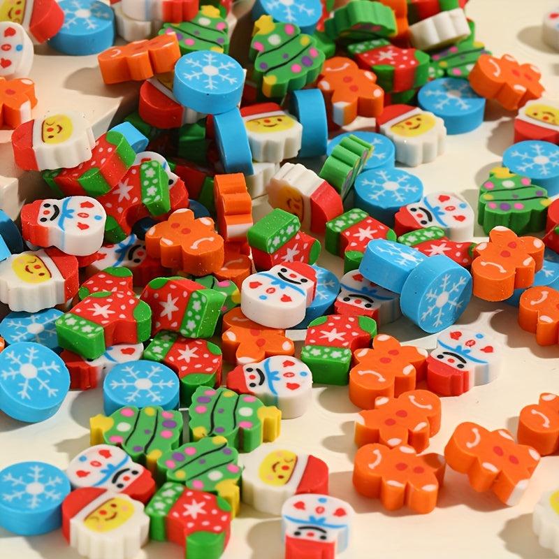 100pcs Christmas Cartoon Eraser Set - Student Prize Stationery