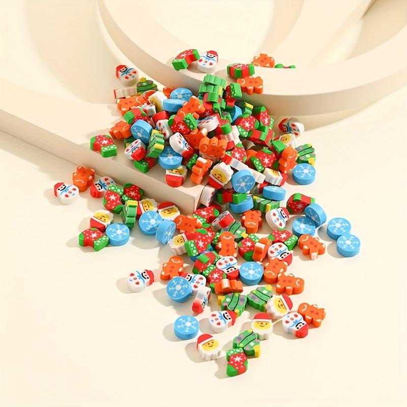 100pcs Christmas Cartoon Eraser Set - Student Prize Stationery