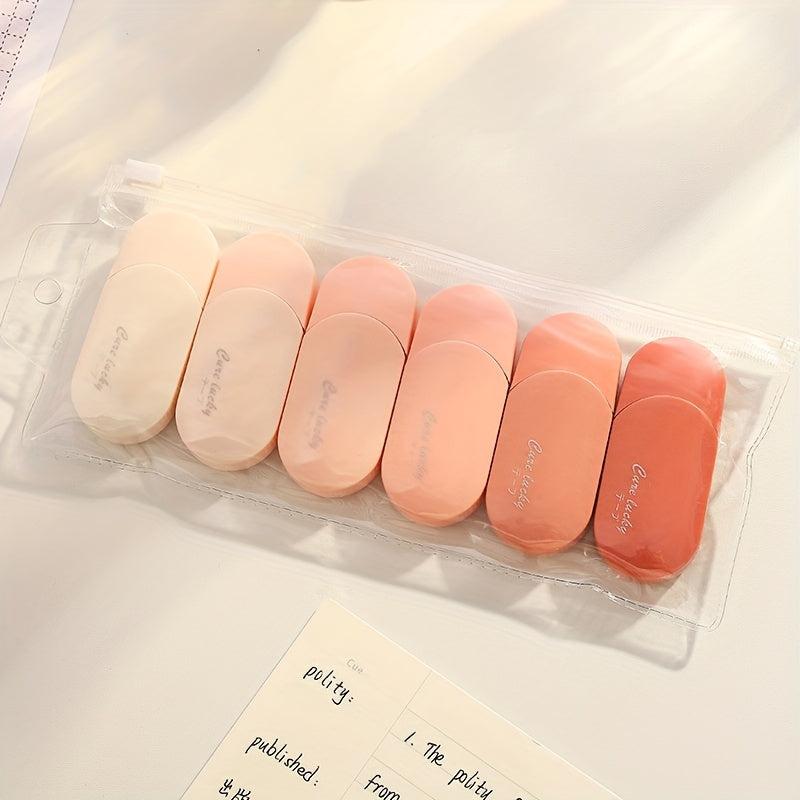 6pcs Gradient Correction Strip Japanese Mori Series Mute Large Capacity Statione