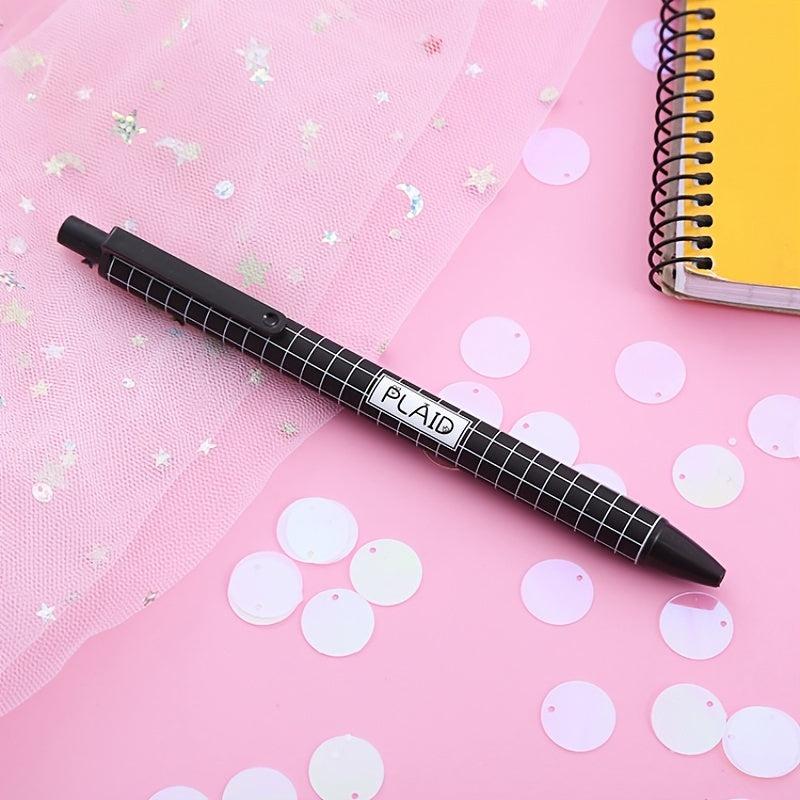 6pcs Plaid Pattern Press Pens 0.5mm Gel Pens for Students Office