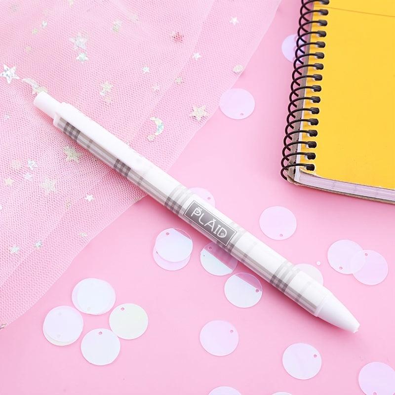 6pcs Plaid Pattern Press Pens 0.5mm Gel Pens for Students Office