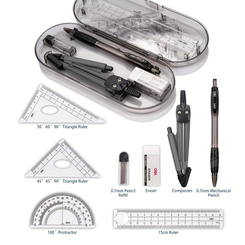 8pcs Compass Ruler Set + 0.7mm Mechanical Pencil