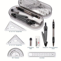 8pcs Compass Ruler Set + 0.7mm Mechanical Pencil