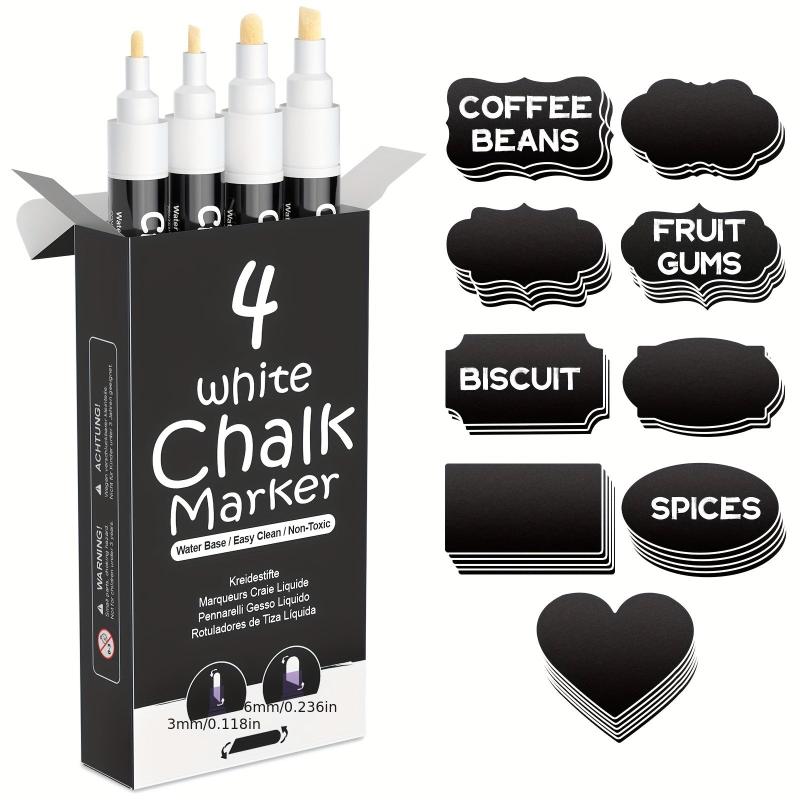 4pcs Chalk Markers Wet & Dry Erase Chalk Pens For Blackboard Chalkboards