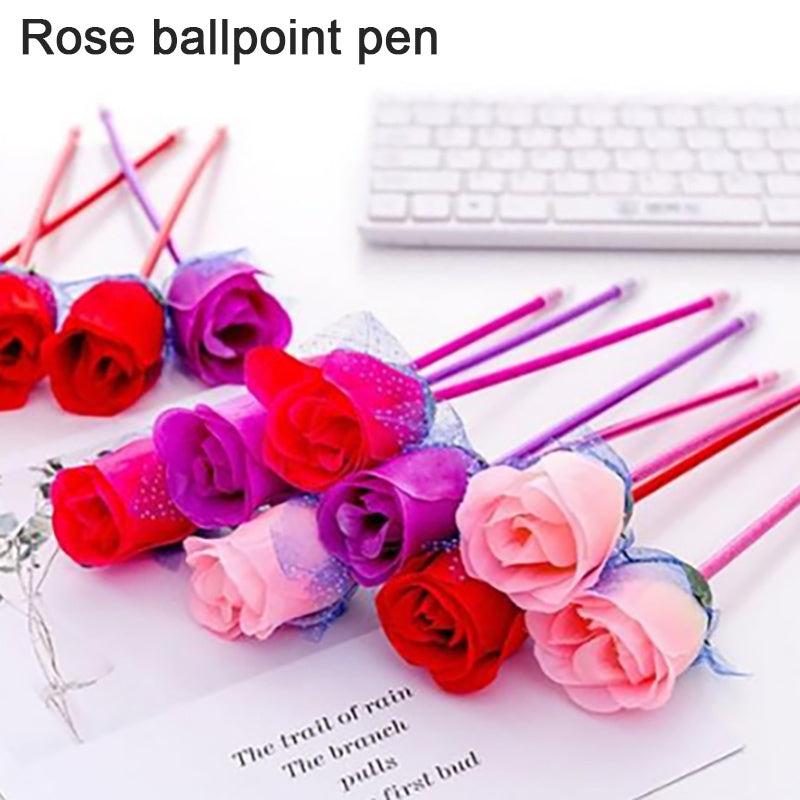 Cartoon Rose Ballpoint Pens Set, Ideal for Students