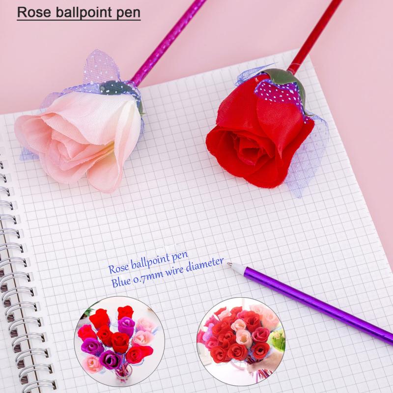 Cartoon Rose Ballpoint Pens Set, Ideal for Students
