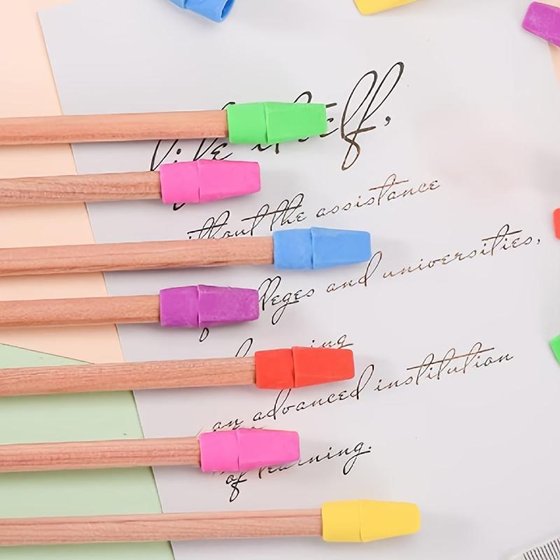 50 Pcs Colorful Pencil Top Erasers for School Office 6 Colors