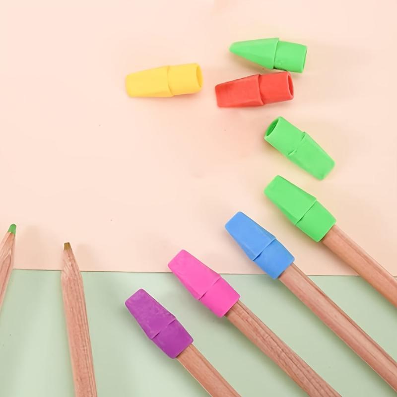 50 Pcs Colorful Pencil Top Erasers for School Office 6 Colors