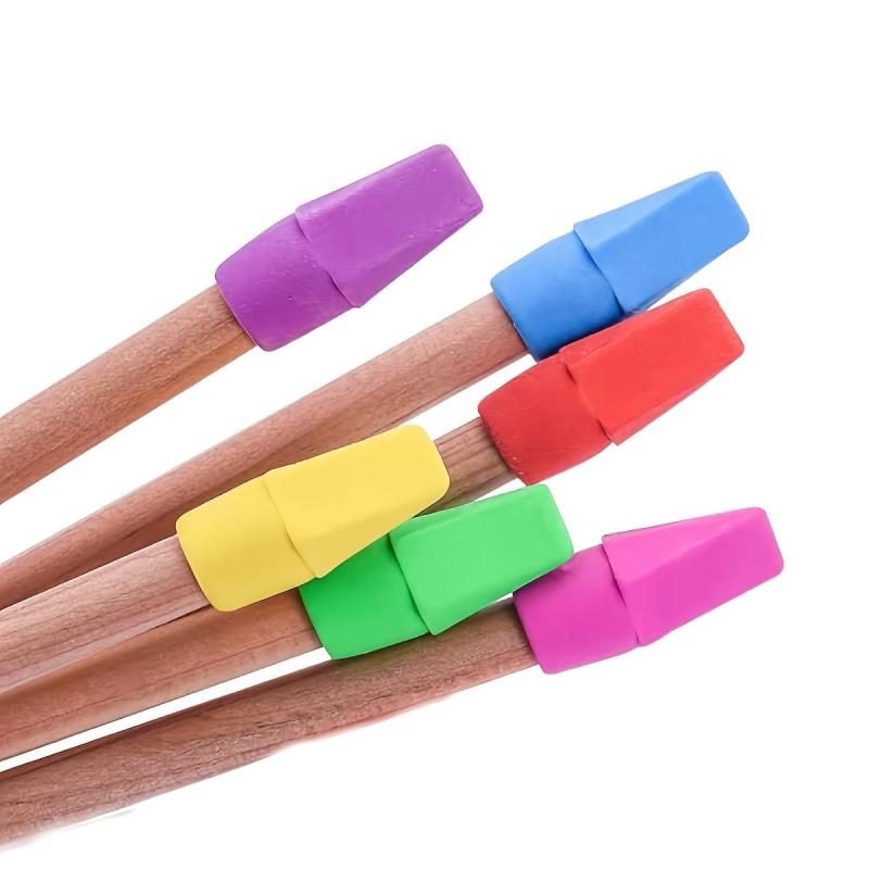 50 Pcs Colorful Pencil Top Erasers for School Office 6 Colors