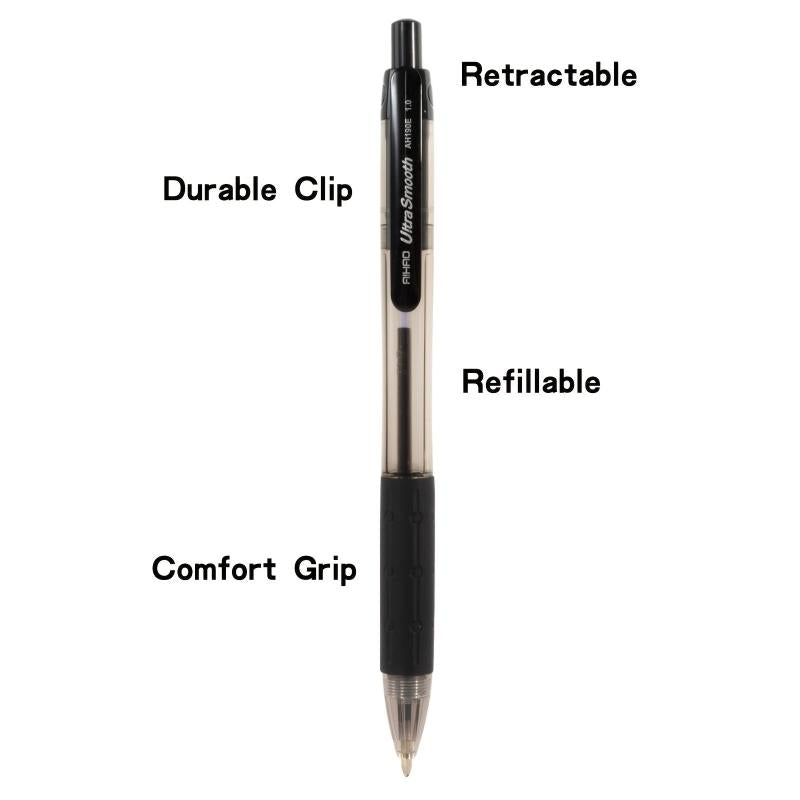 AIHAO Retractable Ballpoint Pens Ink Medium Point 1 0mm 24 Pack