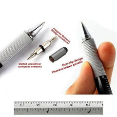 1PC 6-in-1 Multi-function Pen Tool with Ballpoint Pen Screwdriver Ruler Level