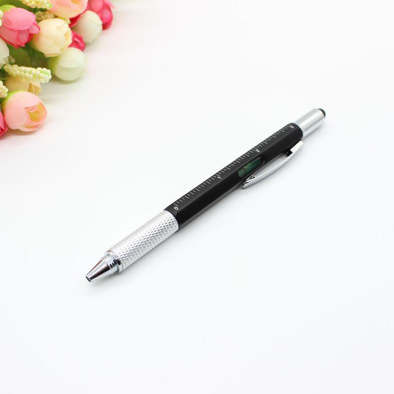1PC 6-in-1 Multi-function Pen Tool with Ballpoint Pen Screwdriver Ruler Level