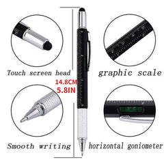 1PC 6-in-1 Multi-function Pen Tool with Ballpoint Pen Screwdriver Ruler Level