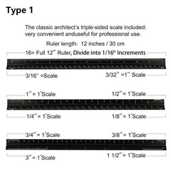12'' Laser Etched Aluminum Architect Triangular Ruler