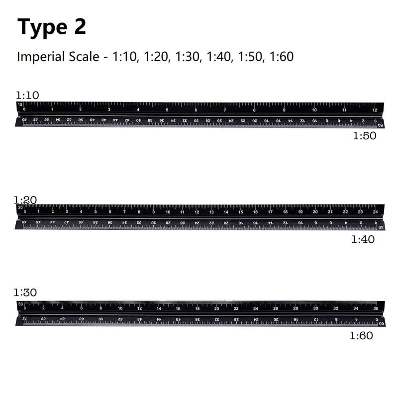 12'' Laser Etched Aluminum Architect Triangular Ruler