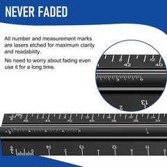 12'' Laser Etched Aluminum Architect Triangular Ruler