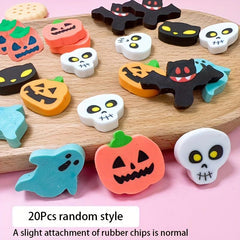 20pcs Halloween Erasers Assortment Pumpkin Ghost Bat Skele