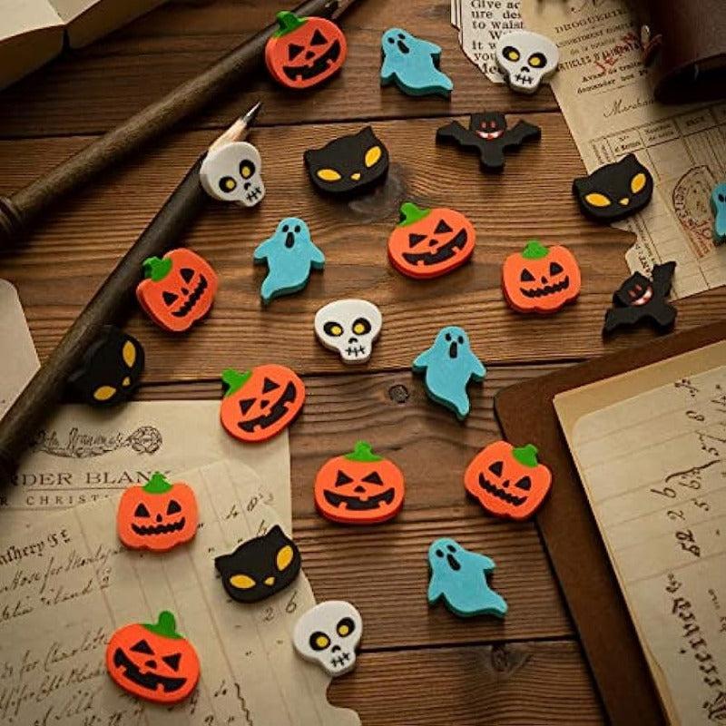 20pcs Halloween Erasers Assortment Pumpkin Ghost Bat Skele