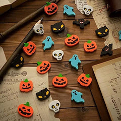 20pcs Halloween Erasers Assortment Pumpkin Ghost Bat Skele