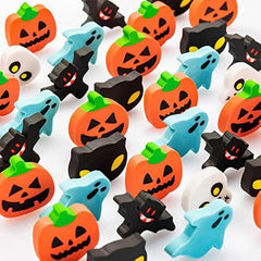 20pcs Halloween Erasers Assortment Pumpkin Ghost Bat Skele