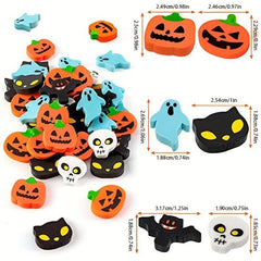20pcs Halloween Erasers Assortment Pumpkin Ghost Bat Skele