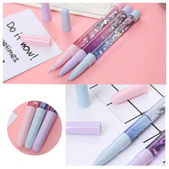 2pcs Quicksand Gel Pen With 10 Refill Christmas Pen 0.5mm Girl Heart Liquid