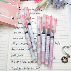 6pcs Cartoon Straight Liquid Pens 0.5mm Peach