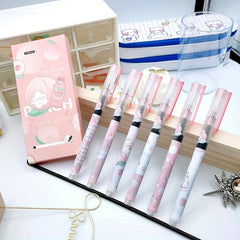 6pcs Cartoon Straight Liquid Pens 0.5mm Peach