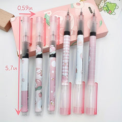 6pcs Cartoon Straight Liquid Pens 0.5mm Peach