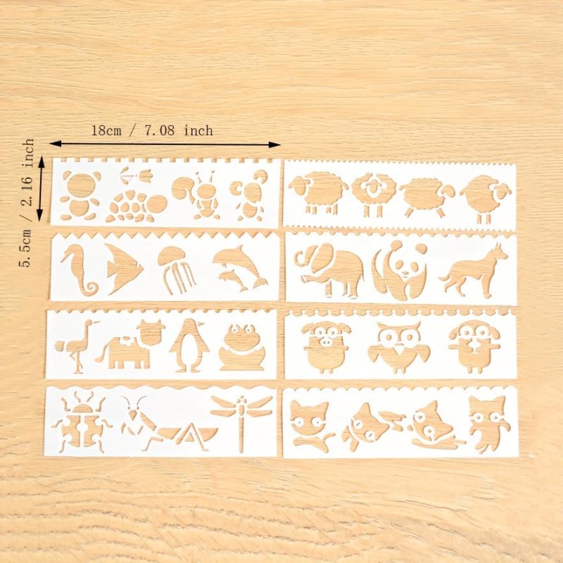 Cartoon Strip Series Coloring Ruler Set for Kids, 8 Pieces