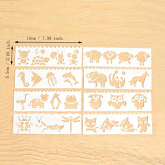 Cartoon Strip Series Coloring Ruler Set for Kids, 8 Pieces