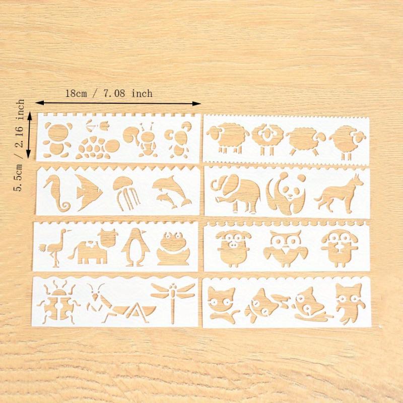 Cartoon Strip Series Coloring Ruler Set for Kids, 8 Pieces