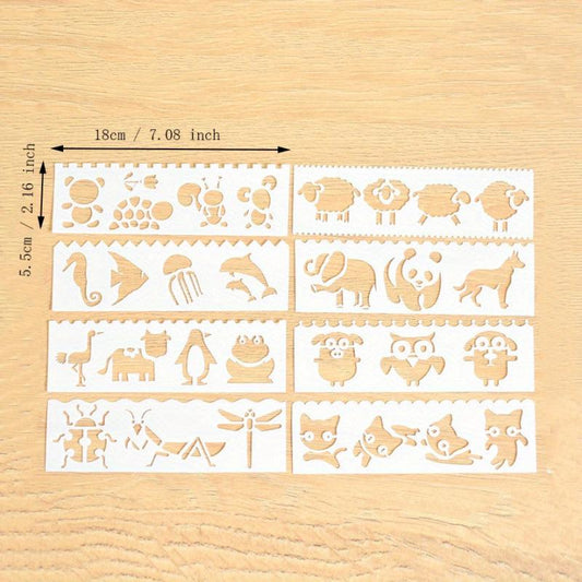 Cartoon Strip Series Coloring Ruler Set for Kids, 8 Pieces