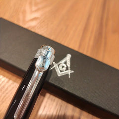 Masonic Symbols Silver Ballpoint Pen Clip