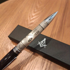 Masonic Symbols Silver Ballpoint Pen Clip