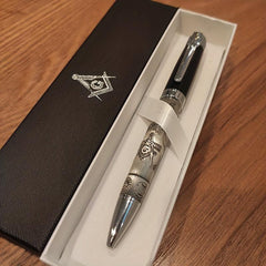 Masonic Symbols Silver Ballpoint Pen Clip