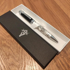 Masonic Symbols Silver Ballpoint Pen Clip