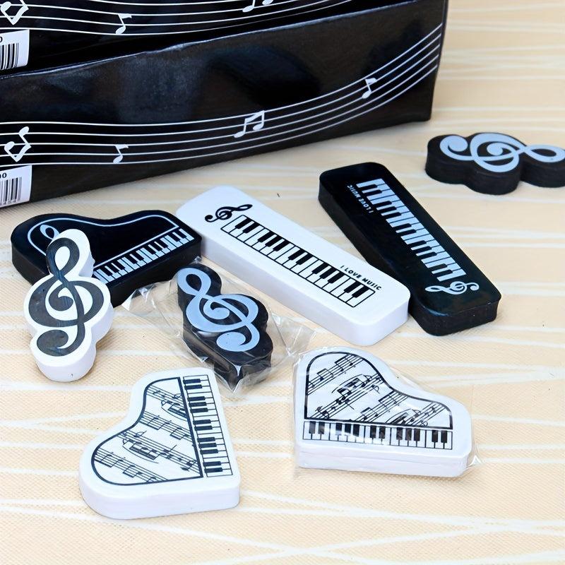 3pcs Note & Piano Eraser Pack, Portable Pencil Eraser for Students