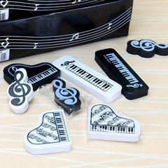 3pcs Note & Piano Eraser Pack, Portable Pencil Eraser for Students