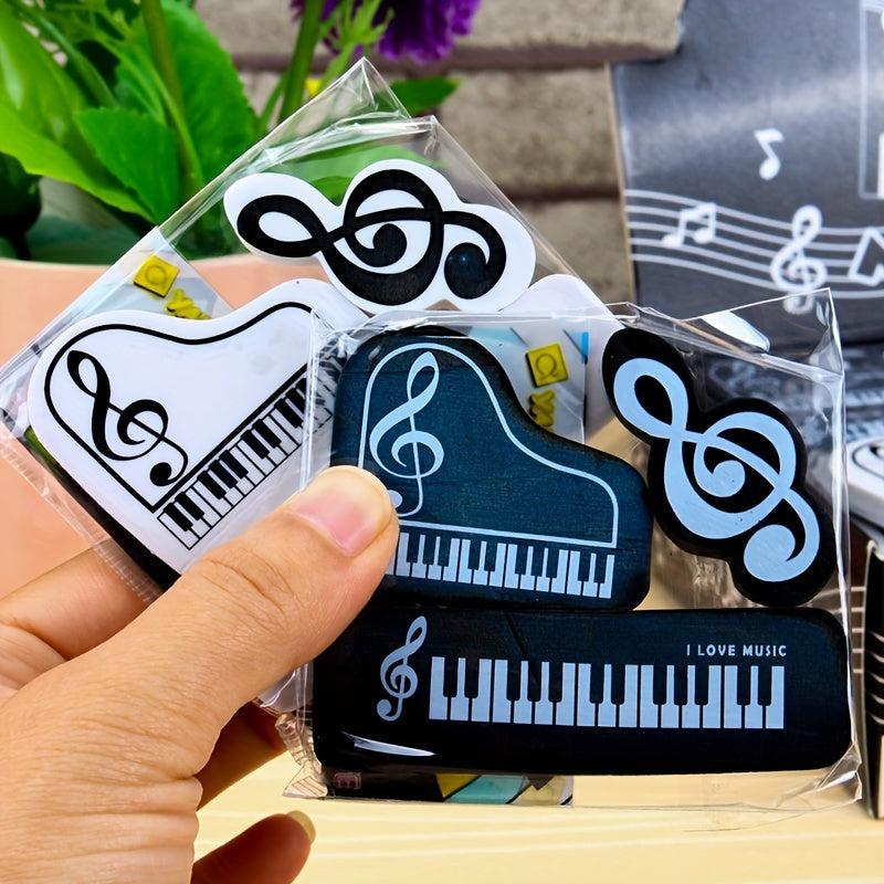 3pcs Note & Piano Eraser Pack, Portable Pencil Eraser for Students