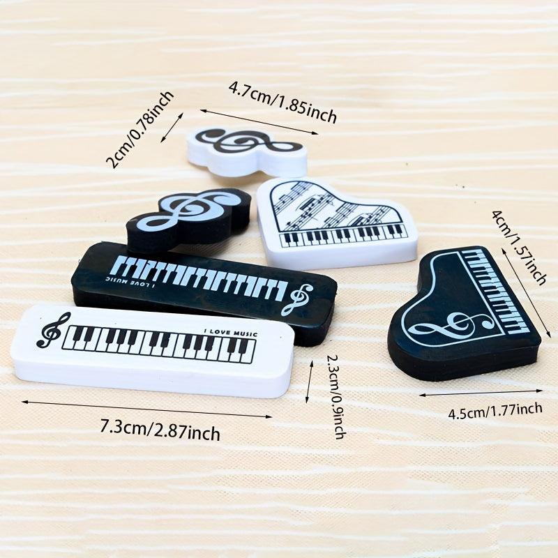 3pcs Note & Piano Eraser Pack, Portable Pencil Eraser for Students