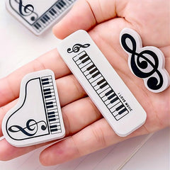 3pcs Note & Piano Eraser Pack, Portable Pencil Eraser for Students