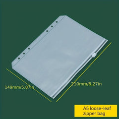 5pcs A5 A6 Bill Bags Business Card Bag PVC Zipper Bag Storage Replacement