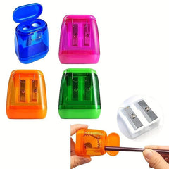 4pcs Double Hole Pencil Sharpener with Cover for Kids & Adults, Colored Pencils