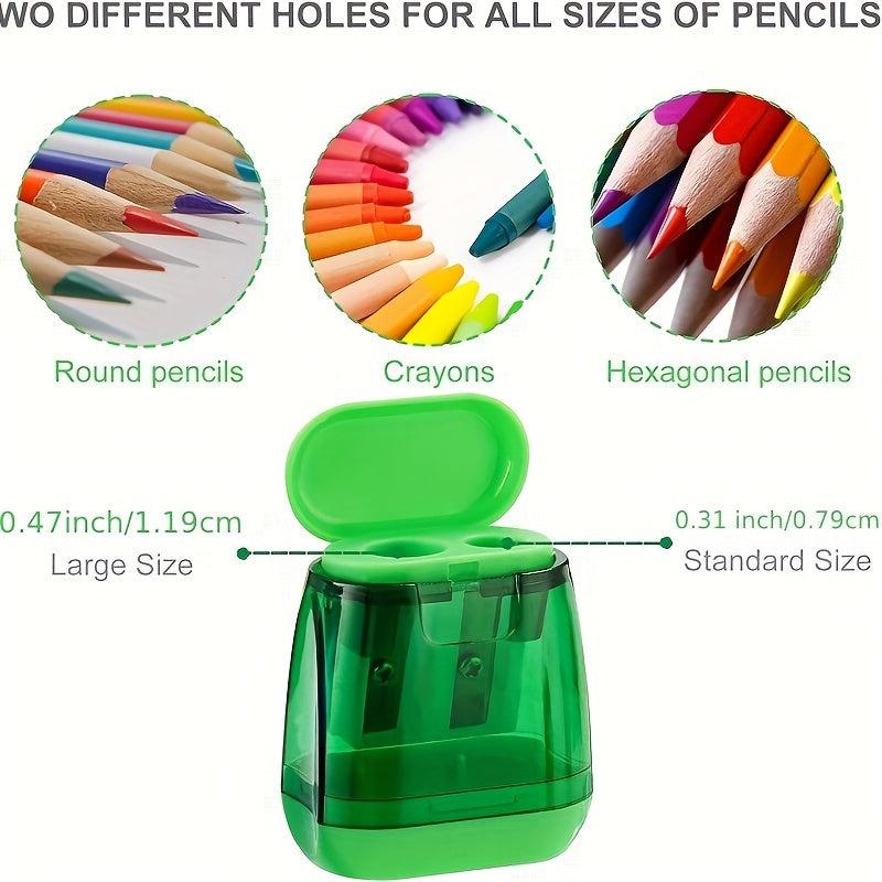 4pcs Double Hole Pencil Sharpener with Cover for Kids & Adults, Colored Pencils
