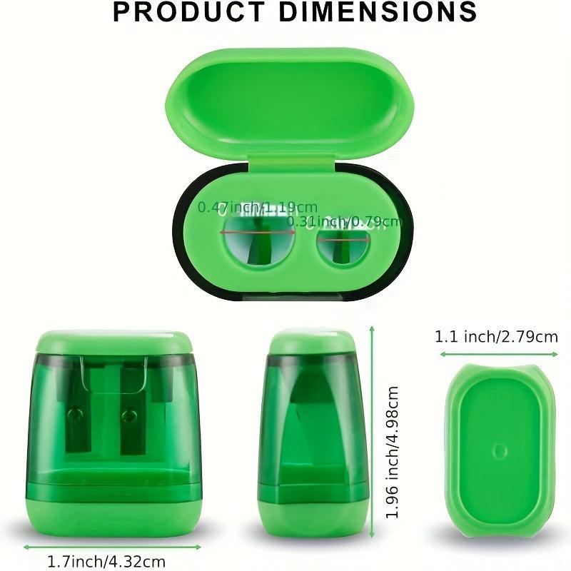4pcs Double Hole Pencil Sharpener with Cover for Kids & Adults, Colored Pencils