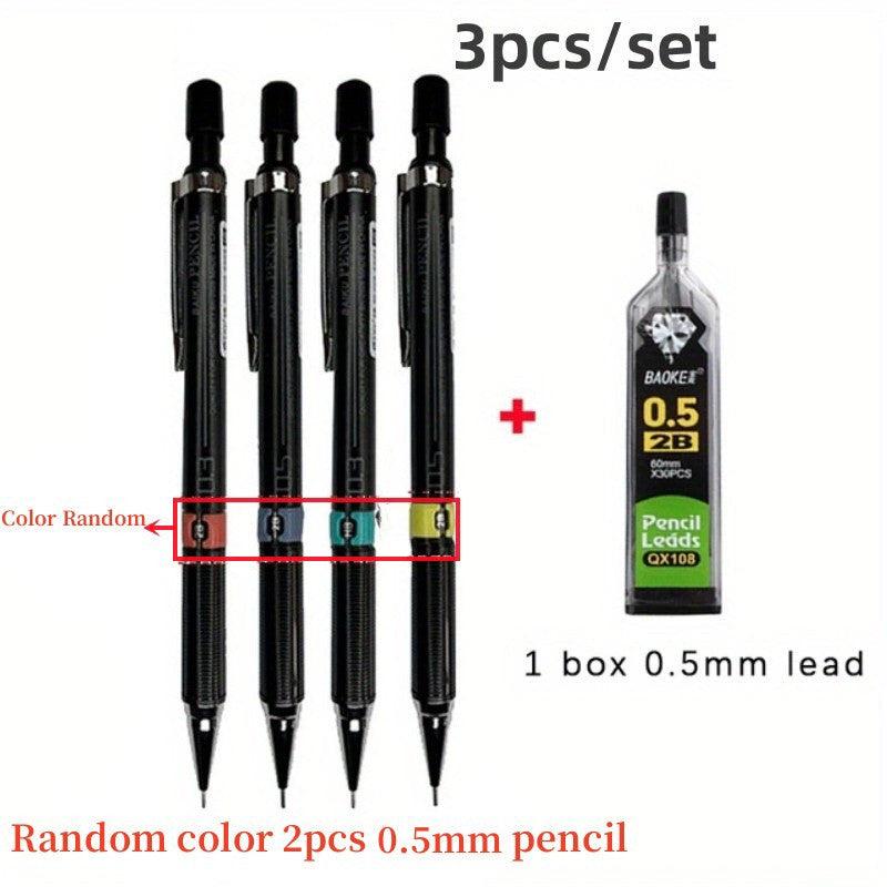 3pcs Mechanical Pencil Set Student Automatic Pencils with Eraser